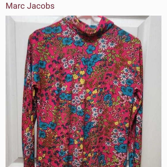 Marc Jacobs floral “60’s Mod” psychedelic floral print Sz Small EUC - Picture 3 of 10